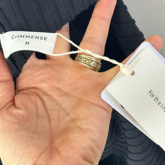 Commense Contrast Trim Collared Long Sleeve Knit Dress Womans Medium - Picture 7 of 12